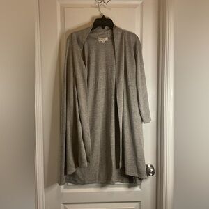 Shannon Ford New York Women Long Open Front 3/4 Sleeve Cardigan Gray size XL